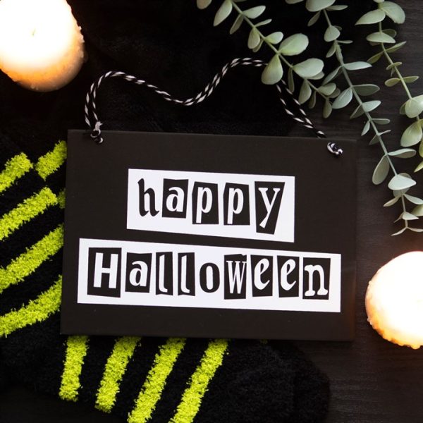 Black and White Happy Halloween Hanging Sign - Image 4