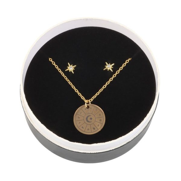 Astrology Wheel Earring and Necklace Set - Image 2