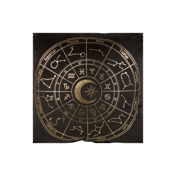 35cm Square Black Astrology Wheel Cushion - Image 3