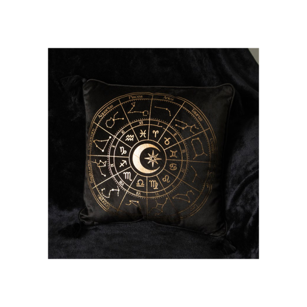 35cm Square Black Astrology Wheel Cushion - Image 4