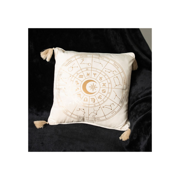 35cm Square Off White Astrology Wheel Cushion - Image 4