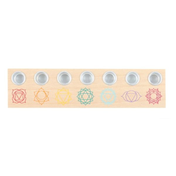 Seven Chakras Wooden Energy Candle Holder - Image 2