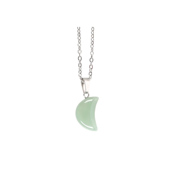 Green Aventurine Crystal Moon Necklace on Greeting Card - Image 3