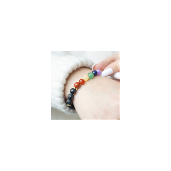Seven Chakra Mixed Gemstone Essential Oil Bracelet - Image 4