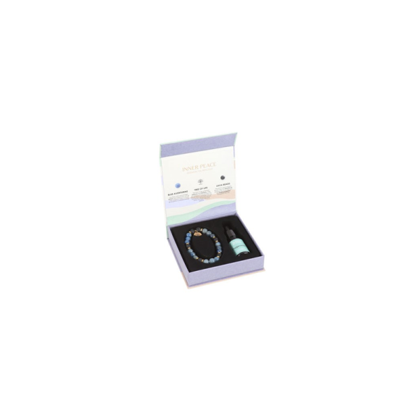 Inner Peace Blue Lace Agate Crystal Essential Oil Bracelet - Image 2
