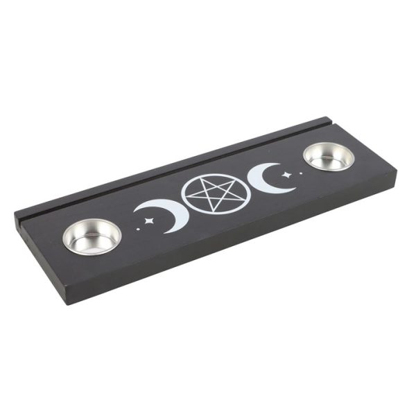 Black Triple Moon Tarot Card Stand Tealight Holder - Image 3