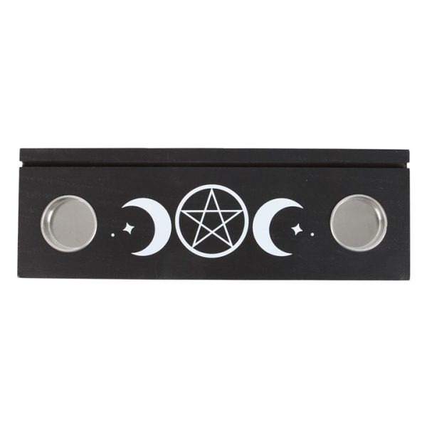 Black Triple Moon Tarot Card Stand Tealight Holder - Image 4