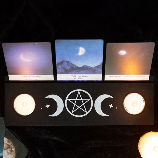 Black Triple Moon Tarot Card Stand Tealight Holder - Image 6