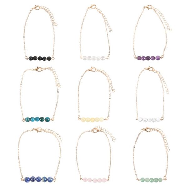 Set of 9 Crystal Beaded Chain Bracelets - Image 3