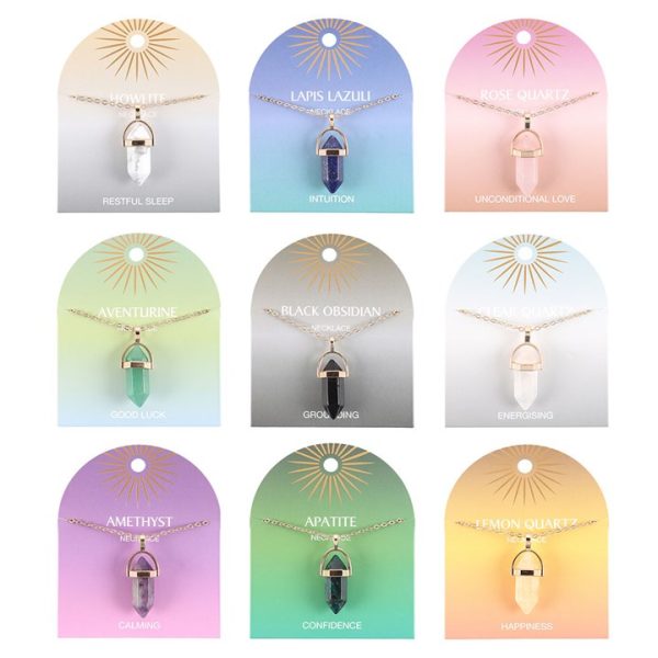 Set of 9 Crystal Pendant Necklaces - Image 2