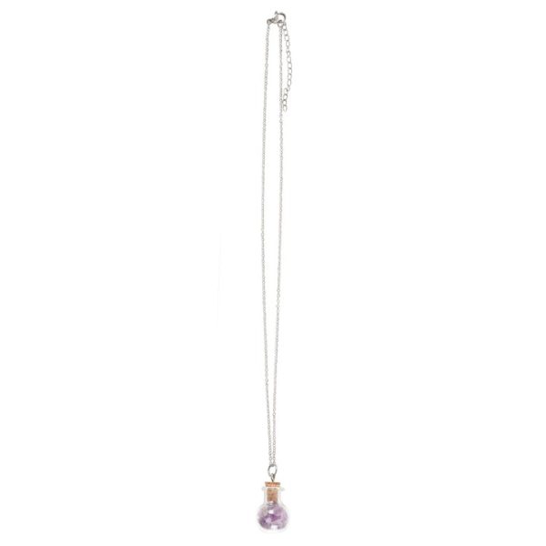Calming Amethyst Crystal Chip Potion Bottle Necklace - Image 4