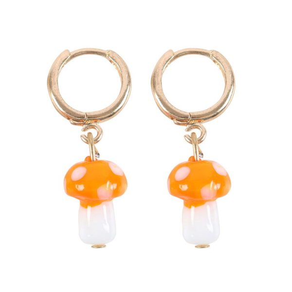 Orange Mushroom Dangle Earrings - Image 3