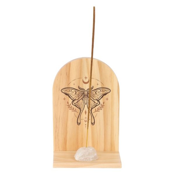 Natural Luna Moth Wooden Incense Holder Shelf - Image 2