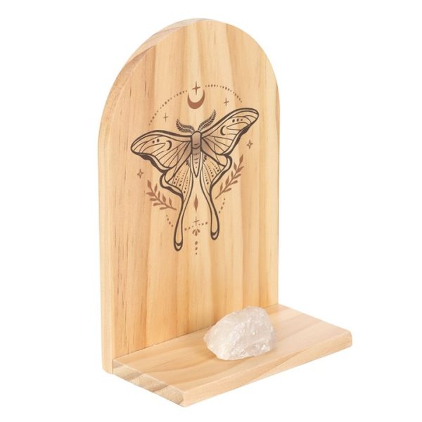 Natural Luna Moth Wooden Incense Holder Shelf - Image 3