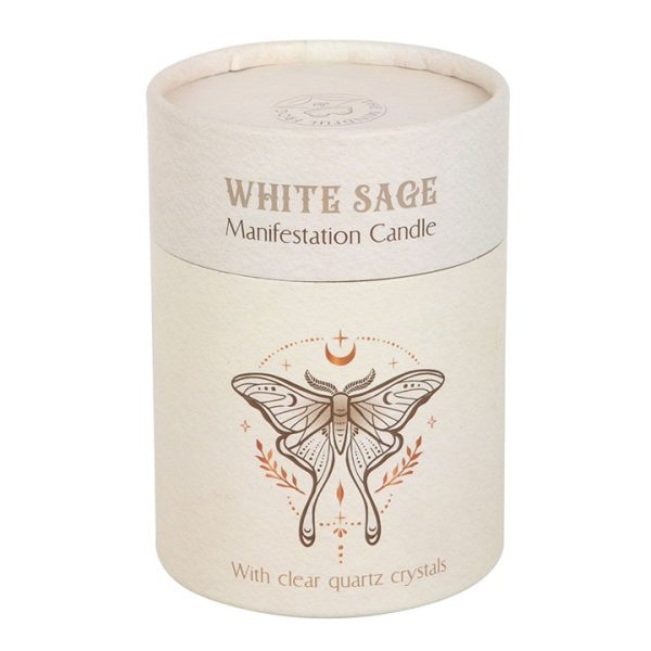 Luna Moth Manifestation Candle with Clear Quartz Crystals - Image 5