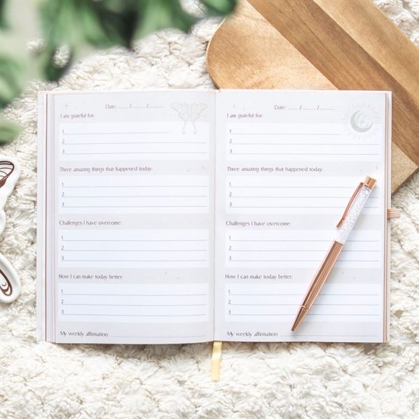 Luna Moth Daily Reflection Journal and Clear Quartz Crystal Pen - Image 2