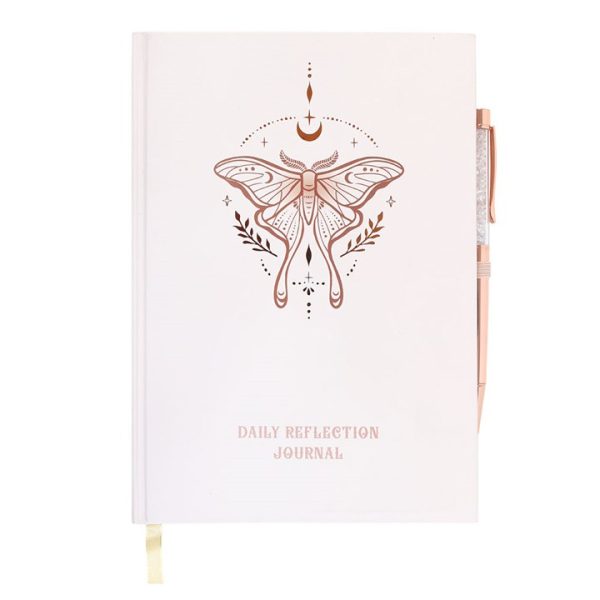 Luna Moth Daily Reflection Journal and Clear Quartz Crystal Pen - Image 3