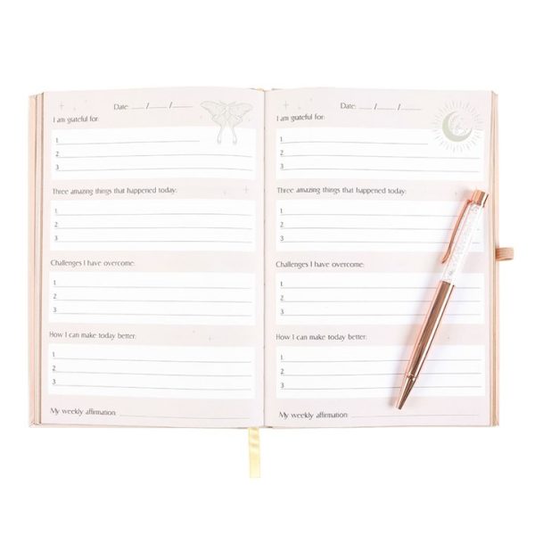 Luna Moth Daily Reflection Journal and Clear Quartz Crystal Pen - Image 5