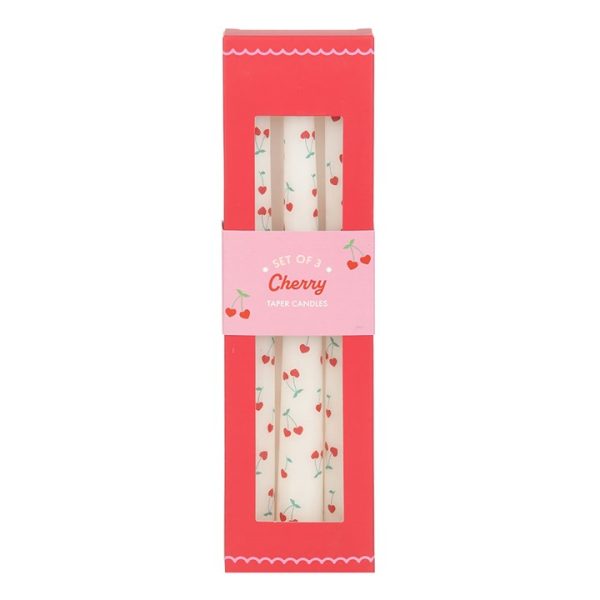 Set of 3 Heart Cherry Taper Candles - Image 3