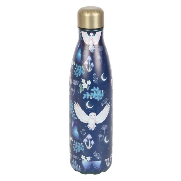 Night Flight Owl Print Metal Water Bottle - Image 2