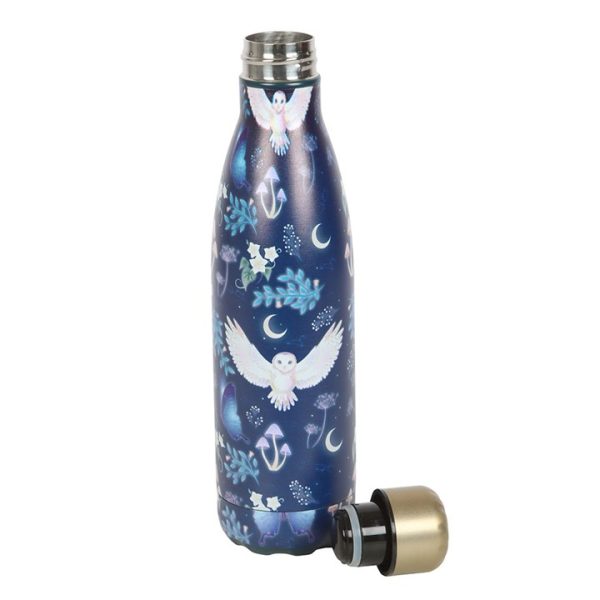 Night Flight Owl Print Metal Water Bottle - Image 3