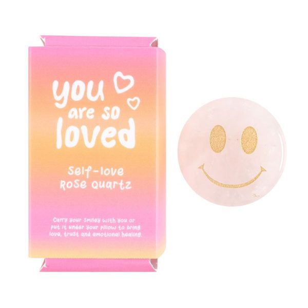 You Are Loved Rose Quartz Happy Face Crystal - Image 4