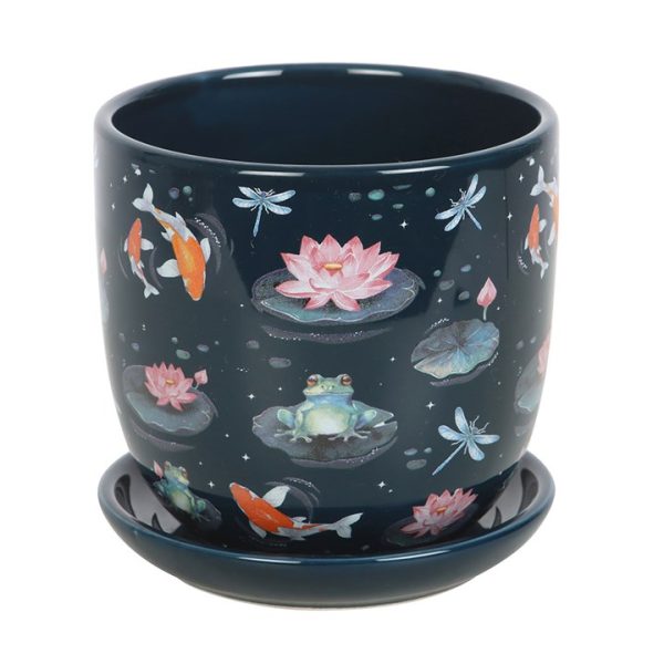 Pond Print Plant Pot with Saucer - Image 3