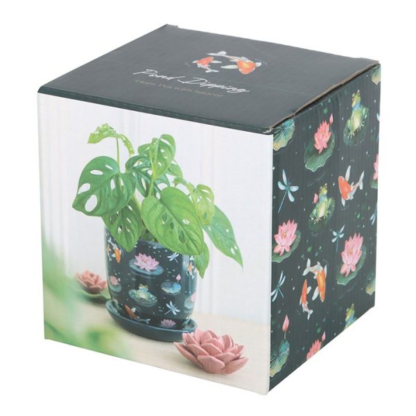 Pond Print Plant Pot with Saucer - Image 4