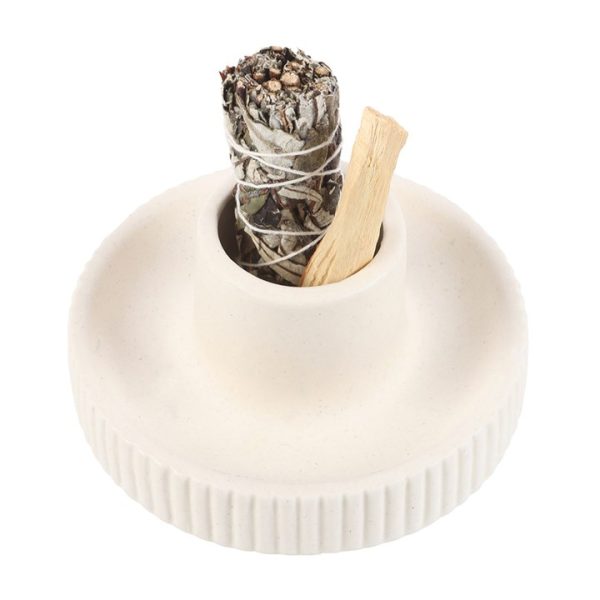 Cream Ribbed Smudge Bowl - Image 2
