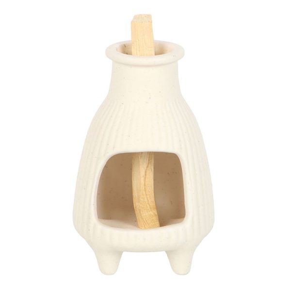 Cream Ribbed Palo Santo Burner - Image 3