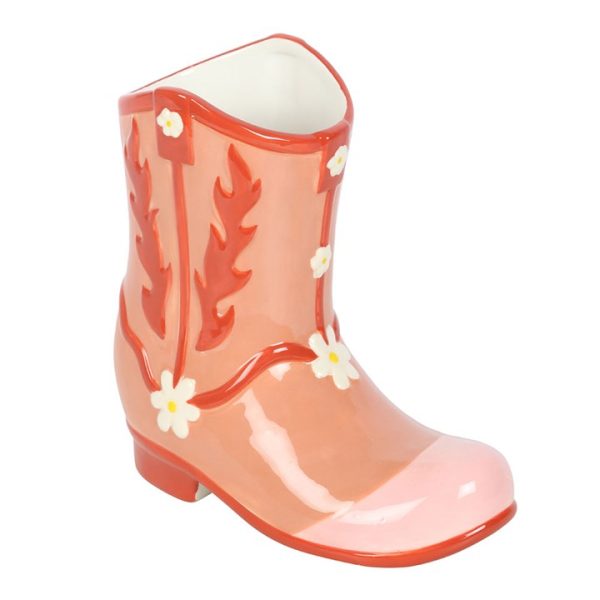 Pink Cowboy Boot Flower Vase - Image 2