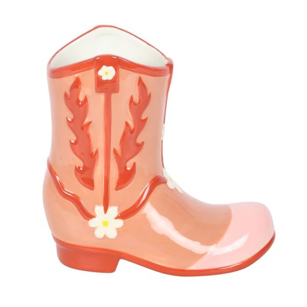 Pink Cowboy Boot Flower Vase - Image 3