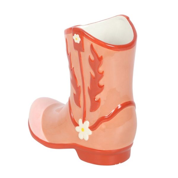 Pink Cowboy Boot Flower Vase - Image 4