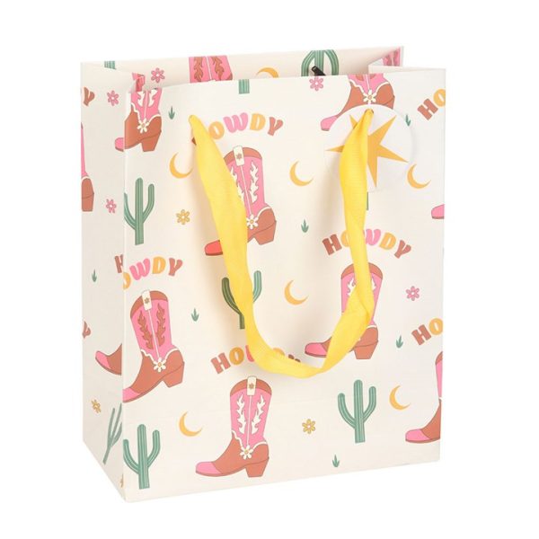 23cm Cowboy Boot Print Gift Bag - Image 2