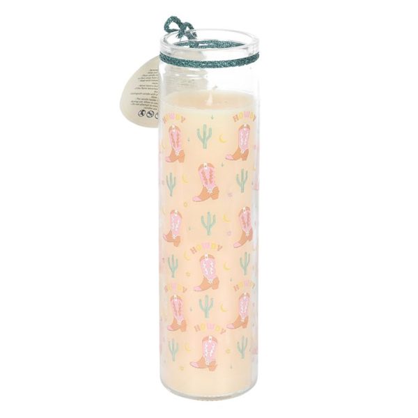 Howdy Cowboy Boot Print Floral Tube Candle - Image 3