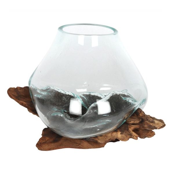 Large Molten Glass on Root Wood Stand - Image 2