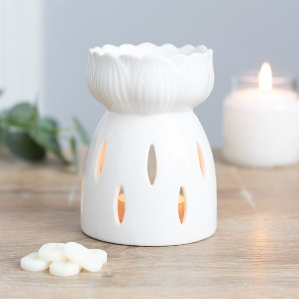 White Gloss Lotus Flower Oil Burner - Image 4