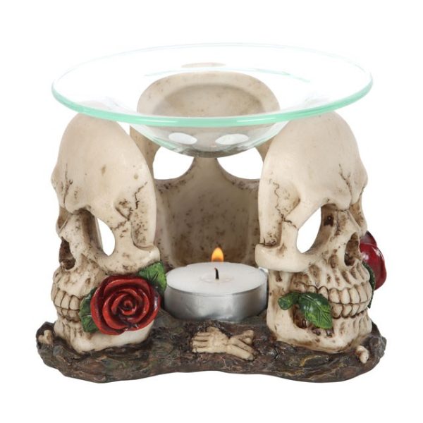 Resin and Glass Skull Rose Oil Burner - Image 2