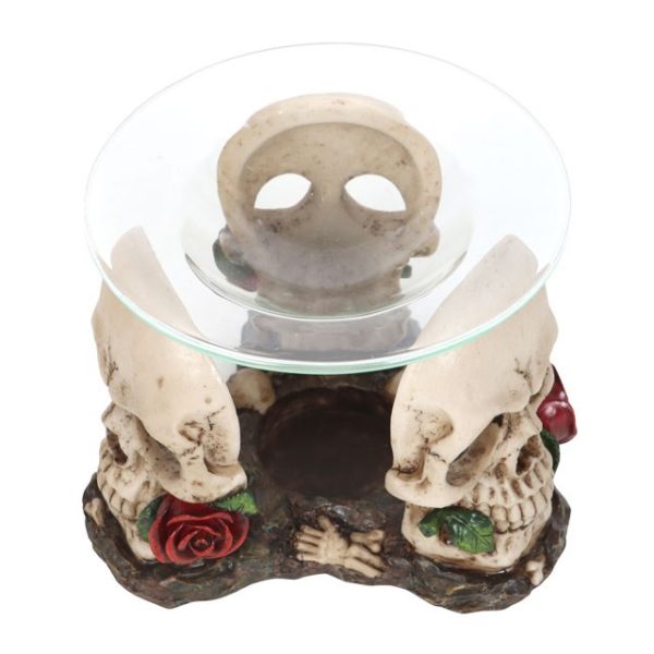 Resin and Glass Skull Rose Oil Burner - Image 3