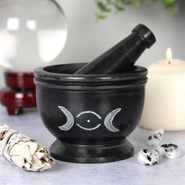 Soap Stone Triple Moon Pestle and Mortar - Image 4