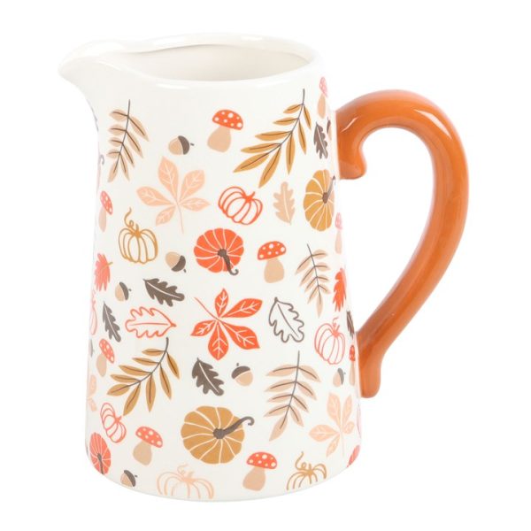 17cm Autumn Leaves and Pumpkins Ceramic Flower Jug - Image 2