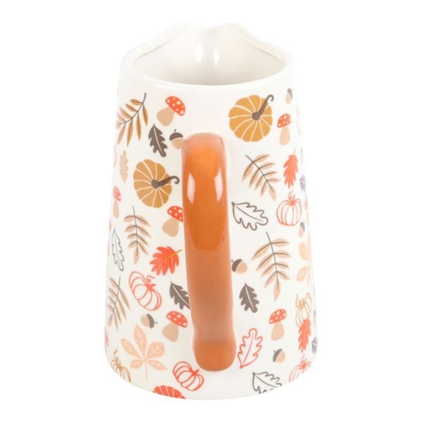 17cm Autumn Leaves and Pumpkins Ceramic Flower Jug - Image 3