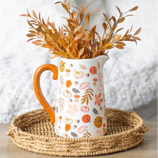 17cm Autumn Leaves and Pumpkins Ceramic Flower Jug - Image 5