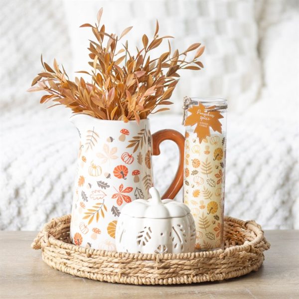 17cm Autumn Leaves and Pumpkins Ceramic Flower Jug - Image 6