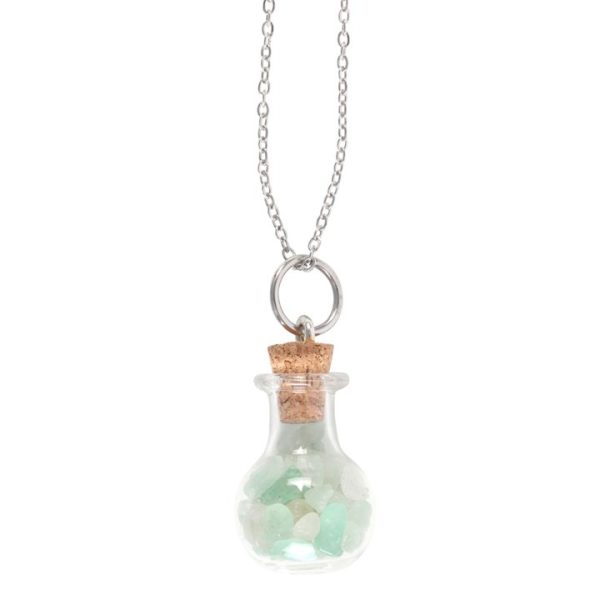 Luck Green Aventurine Crystal Chip Potion Bottle Necklace - Image 2