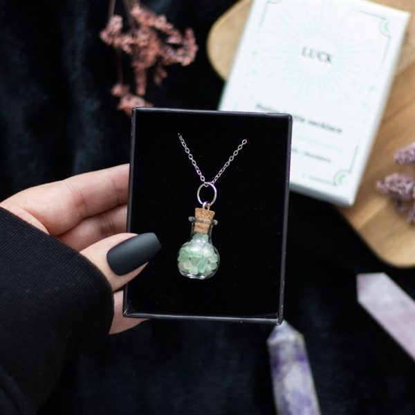 Luck Green Aventurine Crystal Chip Potion Bottle Necklace - Image 6