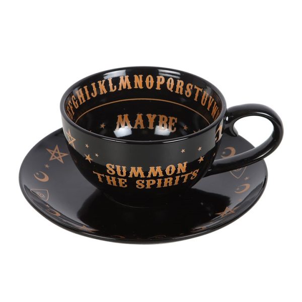 Black Talking Board Teacup and Saucer - Image 5