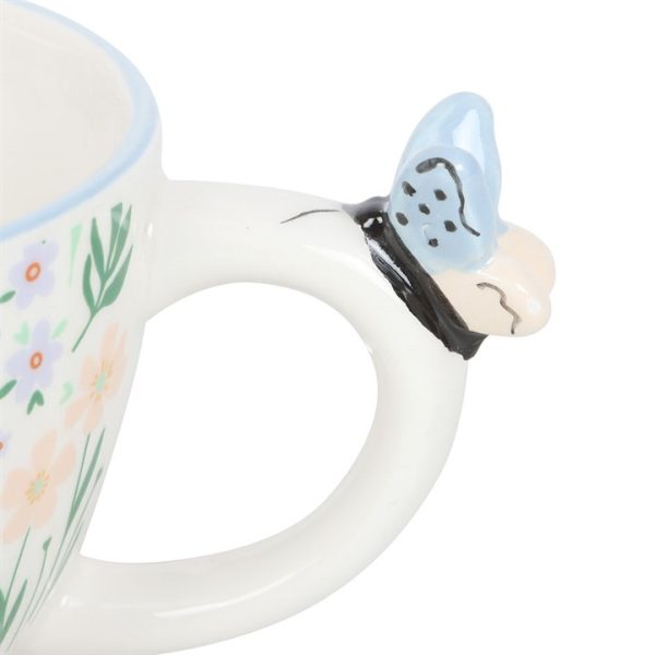 Hello Beautiful Ditsy Floral Print Mug with Butterfly - Image 4