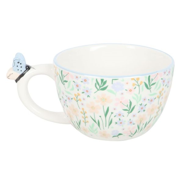 Hello Beautiful Ditsy Floral Print Mug with Butterfly - Image 6