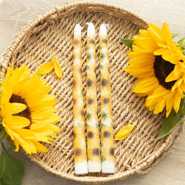 Set of 3 Sunflower Taper Candles - Image 2